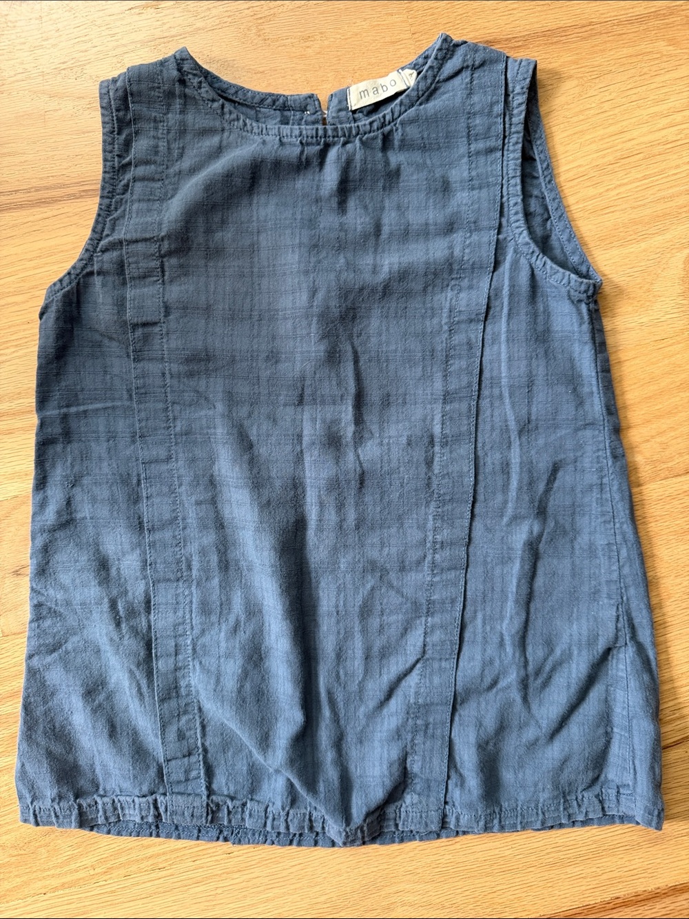 Mabo Window Pane Sleeveless Tank Top in Slate Blue Sz 10/11